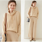 Women's Turtleneck Warm Long Sleeve Loose Tie Cashmere Tops